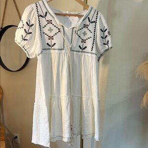 Embroidered White Boho Dress